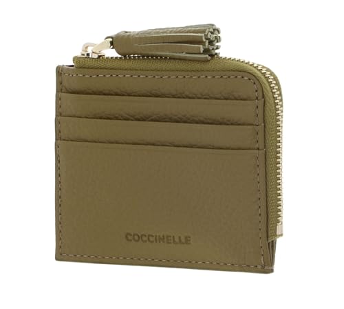 Credit card holder Coccinelle étui carte de crédit cuir kaki tassel