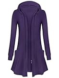 Flikity Womens Zip Up Cardigan, Long Sleeve Tops Women Hooded Cardigan Jackets for Women UK Ladies Hoodies Womens Spring Summer Autumn Clothes Purple XL