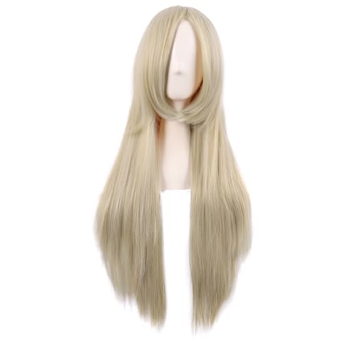 MapofBeauty 32 Inch/80 cm Side Bangs Long Straight Costume Cosplay Party Wig (Blonde)