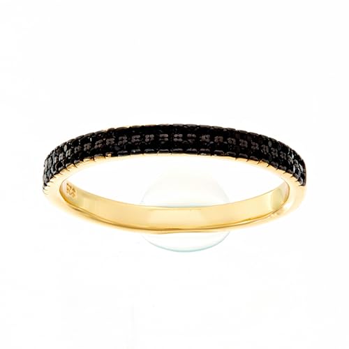 Bague sparkling anneau doré 60 mm orné de zircons noirs intenses