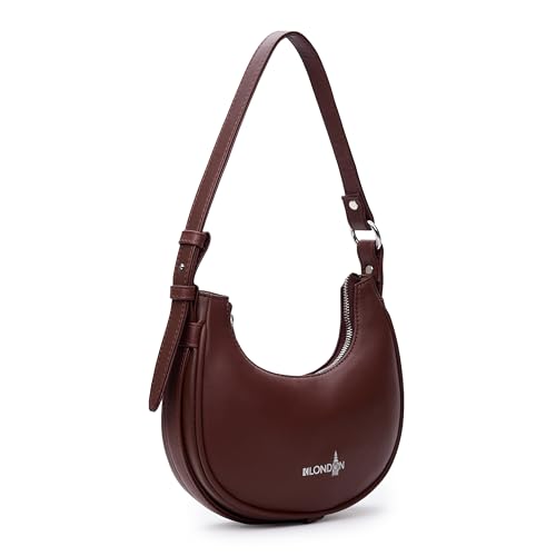 Image of K London Women's Vegan Leather Half Moon Bag | Stylish Black Shoulder Hobo | Compact Baguette Purse for Office, Casual, Party & Travel Use