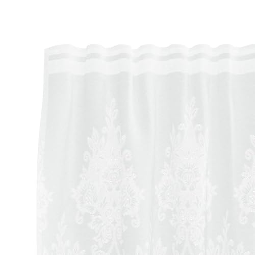 Rideau en dentelle haut de gamme polyester blanc avec rail de fixation