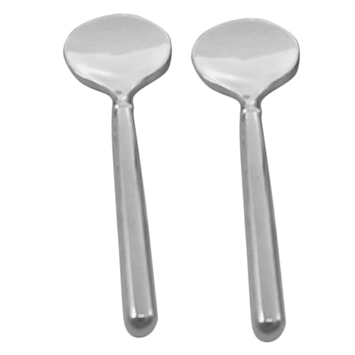 TOPBATHY Spatules Cosmétiques En Zinc Allié 2 Pièces 7 Cm Mini Cuillère Pour Crème Contour Des Yeux Légère Et Compacte Pour Soins Du Visage Voyage Sticks De Crème Yeux
