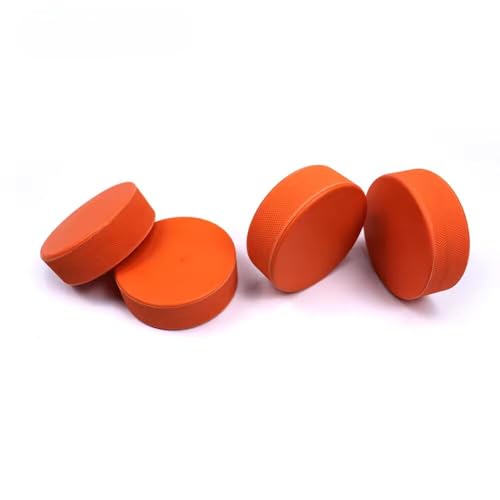 AceFox Standard Ice Hockey Training Pucks 4-Pack of Orange Rubber Pucks (NHL-Compliant 3" Diameter, 1" Thickness) for Skill Development