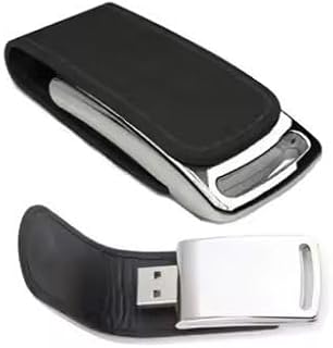 Premium Leather USB Flash Drive Case, Black with Chrome Finish, Professional Storage Holder with Magnetic Closure, 2.0, Interface, Upto 10mbps (8, GB)