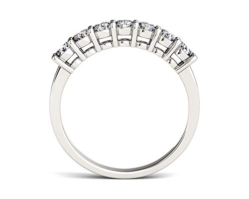 Charles & Colvard 14K White Gold Moissanite 3mm Round Wedding Band, 0.70cttw DEW3