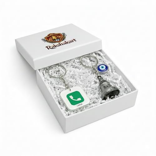 Image of Rakshakart Guardian Bell Evil Eye Keychain for Bike, Car & Home - Good Luck Nazar Charm Ghanti (Metal Protection Bell for Positive Energy)
