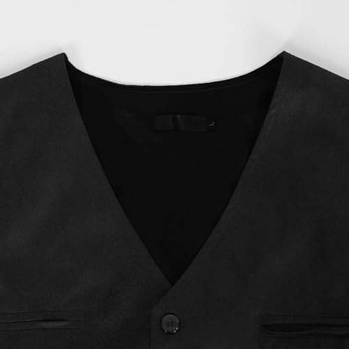 Mens Medieval V Neck Suit Vest Vintage Western Cowboy Waistcoat Single Breasted Casual Regular Fit Vests with Pockets4