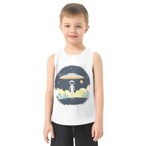 Boys Tank Top Shirts Cartoon Alien and UFO Sleeveless T-Shirts Crew Neck for Kids Clothing Children2