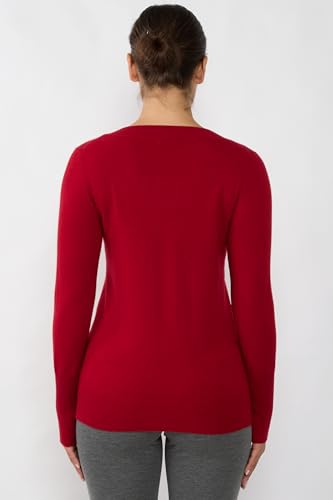 Image of JENNIE LIU Women's 100% Pure Cashmere Long Sleeve Ava V Neck Pullover Sweater