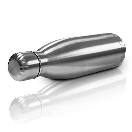RE-GEN 500ml Stainless Steel Water Bottle Metal Twin Wall Vacuum Insulated Drinking Flask, Silver, 500 ml - Image 2