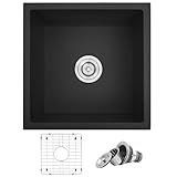 Rhbamoa Black Bar Sink Granite Composite,Black Kitchen Sink Undermount,18 inch Bar Prep RV Sinks, 18''x18'' Small Single Bowl Quartz Kitchen Sinks with Accessories