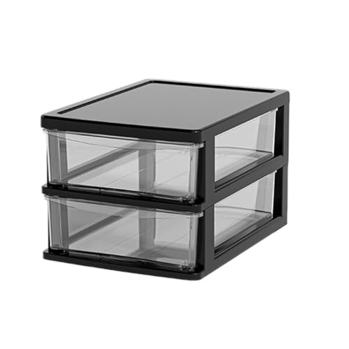 MJKQ9 小物引出しケース 浅型2段 A4 幅25.5cm 奥行34.5cm 高さ21.5cm クリア A4収納可能 引き出し 収納ケース F5 書類整理 小物 リビング キッチン 洗面所 脱衣所 衣装ケース 押し入れ収納 すき間収納 隙間収納 ブラック