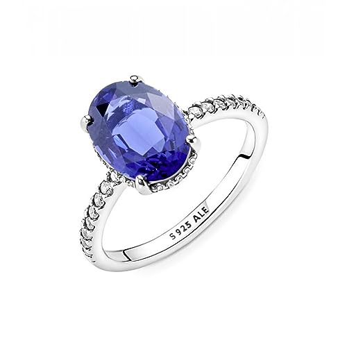 Bague argent cristal bleu princesse pour illuminer vos soirées