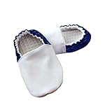 EPONGE chaussons bébé anti uv,protection sensitive protection 50+,bicolore blanc et bleu roi, semelle en alcantara fabrication française,été (T.18/24 MOIS)