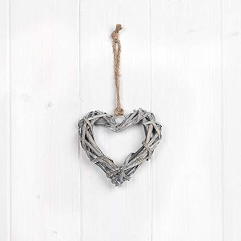 Satchville Gift Company Grey Willow Heart x 10cm Wedding Home Event Decoration Hanging Ornament Cover