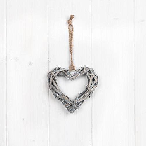 Satchville Gift Company Grey Willow Heart x 10cm Wedding Home Event Decoration Hanging Ornament