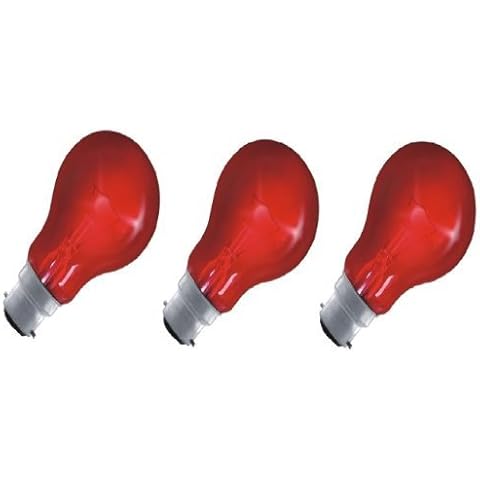 3 x EVEREADY 40W FIREGLOW Effect BC B22 B22d Light Bulbs, Bayonet Cap, Red Glow GLS Incandescent Lamps, Brooder/Incubator/ Flame Effect Electric Fires/ Decorations, 150 Lumen, Mains 240V Cover