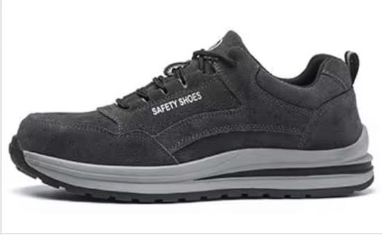 Image of BERKINS Men's Steel Toe Safety Shoes, Grey Suede, Lace-Up, Lightweight for Work and Construction