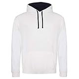  Unbekannt Just Hoods Varsity Hoodie mit farblich abgesetzten Kapuze Small Blanco - Arctic White/French Navy