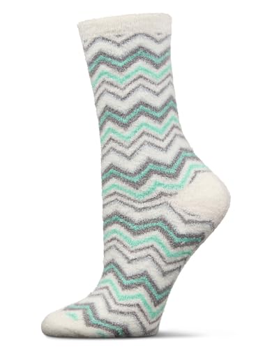 MeMoi Women's Zig Zag Stripes Aloe Infused Crew Socks2