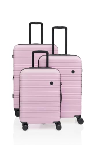 Nere - Stori - ABS Hard-Shell Suitcase Collection - 8-Spinner Wheels - Self-Repairing Zip - Built-in TSA Combination Lock - Expanding Luggage (Orchid Pink, Set)