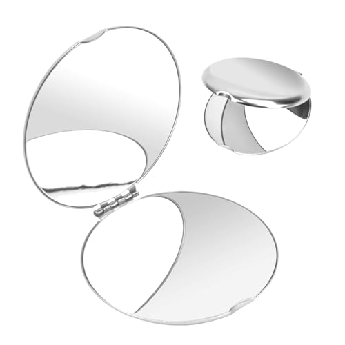 Ehuihuan Acciaio Inossidabile Specchietto da Borsetta, Argento Specchietto, Portatile Specchio Trucco, Specchio per Ritocchi (1, Rotondo)