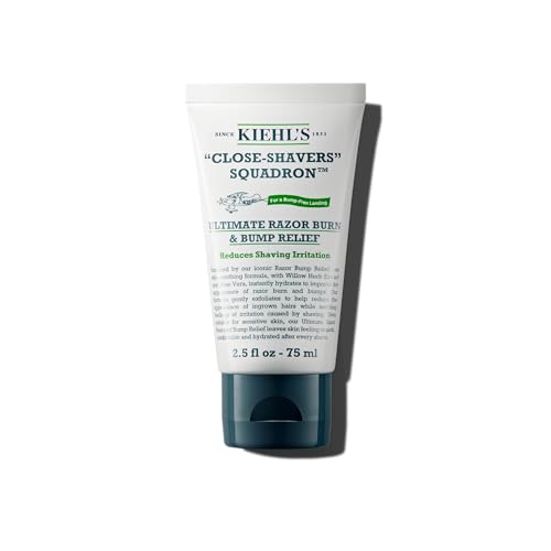 Kiehl’s Ultimate Razor Burn & Bump Relief, Nourishing Men’s After Shave Cream, Instantly Cools & Hydrates, Gently Exfoliates, with Aloe Vera & Vitamin E, Paraben-free, for All Skin Types – 2.5 fl oz