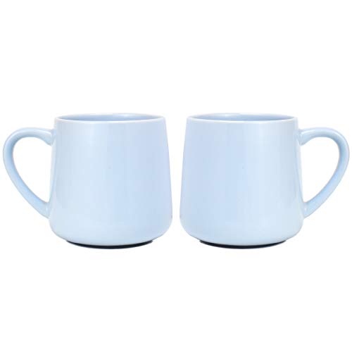 Bosmarlin Tazas de café de cerámica brillante de 2, taza de té para oficina y hogar, 18 onzas, aptas para lavavajillas y microondas (azul, 2)
