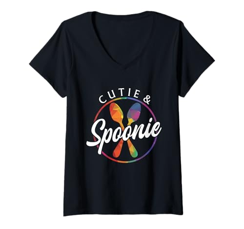 Mujer Spoonie Cutie Enfermedad Crónica Guerrero Cuchara Teoría Camiseta Cuello V