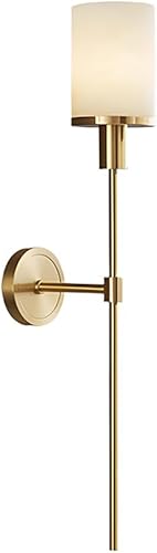 Vintage Industrial Wall Sconce Antique Brass Long Arm Hardwired Marble Lamp E26E27 Base for Bedroom Living Room Hallway Stairs Bathroom(Gold)