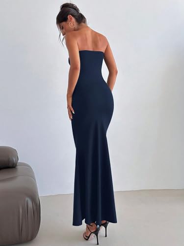 Image of SKAYS Women's Summer Dress Strapless Tube Top Cut Out Bodycon Maxi Dress Backless Going Out Casual Elegant Party Dresses
