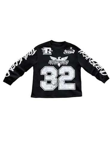 WDIRARA Boy's Jersey Shirts Number Graphic Sweatshirt Crew Neck Long Sleeve Pullovers Streetwear Top