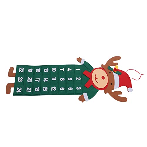 Calendrier de l'Avent de Noël Affichage Clair de la Date Motifs Mignons Feutre Doux 24 Poches Numérotées Lavable Bureau Calendrier de Compte à Rebours de Noël (Wapiti) Cover