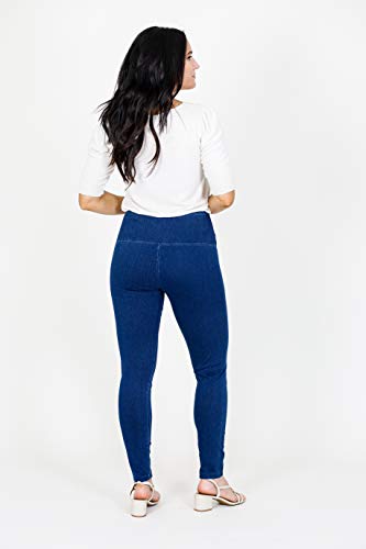 INTRO. Tummy Control High Waist Pull-On Cotton Poly Spandex Legging Denim2