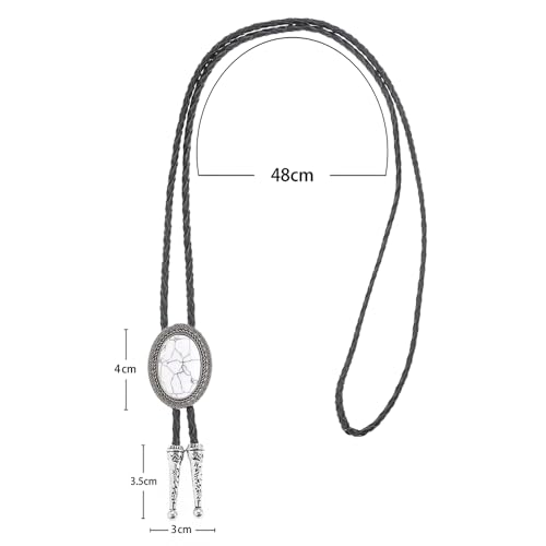 Image of AZORA Western Cowboy Bolo Tie Men Leather Necktie Leather Cord Turquoise Stone Bolo Ties for Men Women