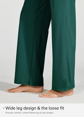 Willit Calça feminina de ioga de perna larga com bolsos, cintura alta, confortável, macia, casual, 7