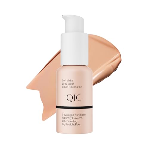 QIC Fondotinta Liquido Coprente Impermeabile, Lunga Durata, Per Tutti i Tipi di Pelle, Ideale anche per Pelli Mature, Incarnato Uniforme e Illuminato (Warm Peach)