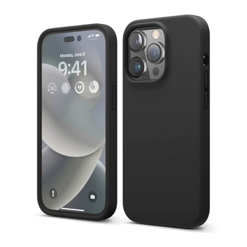 Image of Liquid Silicone Case Compatible for iPhone 13 Pro Max Black | Slim Back Cover | Soft Touch Bumper | Shockproof Drop Protection | Microfiber Cloth Inside | Sleek Solid Design