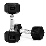 ADABT Hex Dumbbells | Rubber Encased Free Weights with Knurled Steel Handles | Anti-Roll Design | Home Gym, Fitness & Strength Training | 10KG Pair (2 x 5KG)