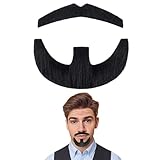 Fake Black Goatee Beard and Mustache Set Self Adhesive Stick-On Facial Hair for Men Cosplay Costumes