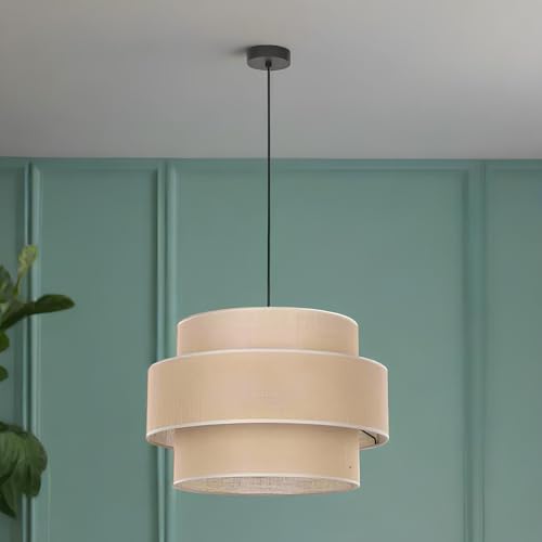 Image of AKWAY Jute Hanging Lamp | Boho Ceiling Lamp for Bedroom, Living Room | Natural Jute Pendant Light | Perfect for Living Room, Dining Room or Office Lighting - (12 inch D x 10 inch H) - Dhrish