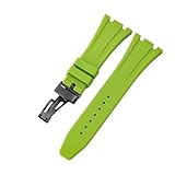 ROUHO 27mm wasserdichte Silikon Uhr Armband Ersatz Uhr Armband Zubehör für AP Audemars Piguet Royal Oak Casio GA-2100-Cyan + Schwarz Schnalle