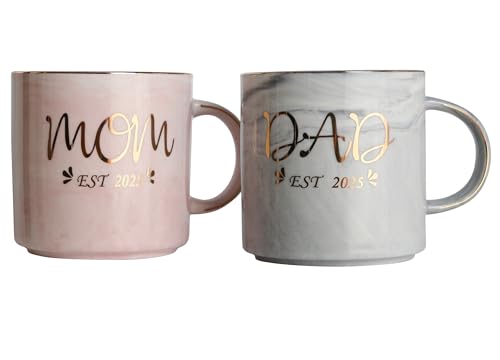 New Parents Gifts Mom and Dad Est 2025 Coffee Mugs Set Pregnancy Announcement First Time parents Gifts For Couples - Image 3