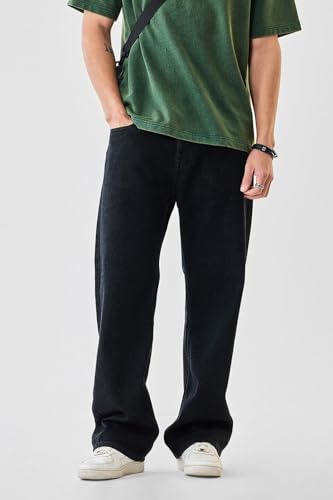 Image of Indivane Men's Solid Black Straight Fit Denim Jeans for Casual with Comfortable Fabric