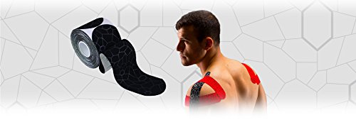 Theraband Kinesiology Tape, Waterproof Physio Tape For Pain Relief, Muscle & Joint Support, Standard Roll With Xactstretch Application Indicators, 2" X 10" Strips, 20 Precut Strips, Black/Gray #TOP7