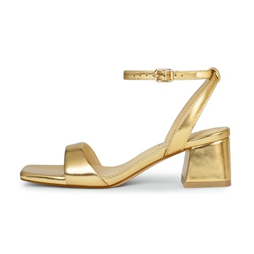 Image of TEAIEUI Block Heels for Women, Square Open Toe Heeled Sandals, Chunky Ankle Strap Shoes for Dress, Party, Prom, Low Heel 2 inch