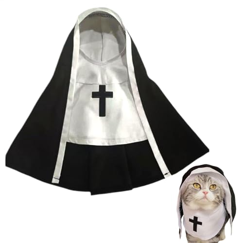 Bollisate Disfraz de monja para perro, disfraz divertido de monja para Halloween, disfraz de monja para cosplay, lindo disfraz de hermana para mascotas, tela para perros medianos