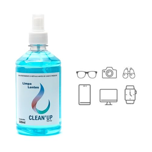 KIT LIMPA LENTES 500 ML E 5 FLANELAS MICROFIBRA LIMPEZA DE TELAS CELULAR ÓCULOS COMPUTADOR RELOGIO