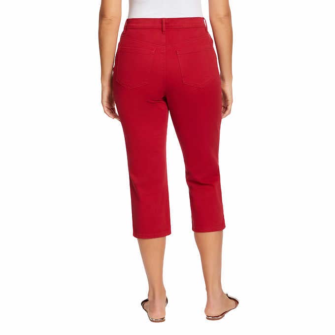 Gloria Vanderbilt Women's Amanda Imported & Versatile Capris Tapered Style - Red 123